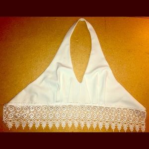 Cute white tie back over the shoulders top.